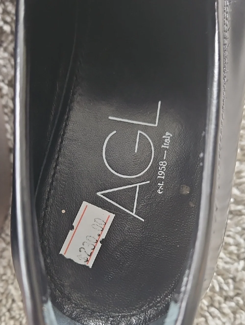 Nwt AGL Black Patent Leather Penny Loafers 38 Preppy Chic Minimalist y2k